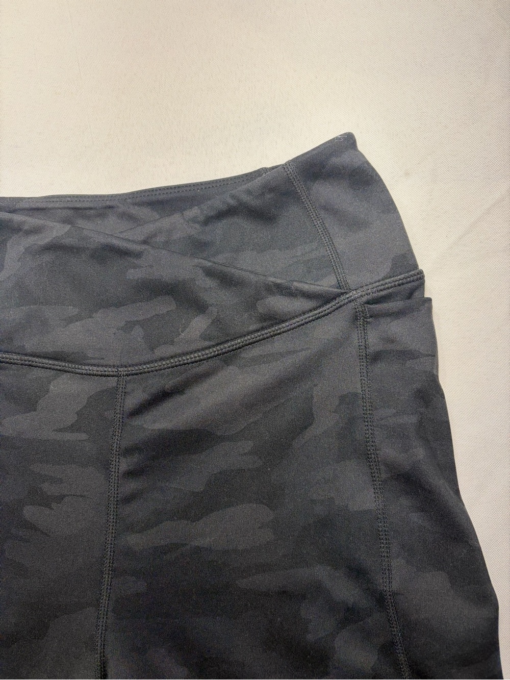Danskin Charcoal Camo High-Waist Bike Shorts - Picture 2 of 5
